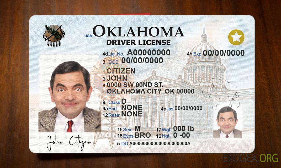 USA Oklahoma driving license template in PSD format, + photolook (2020 – present)